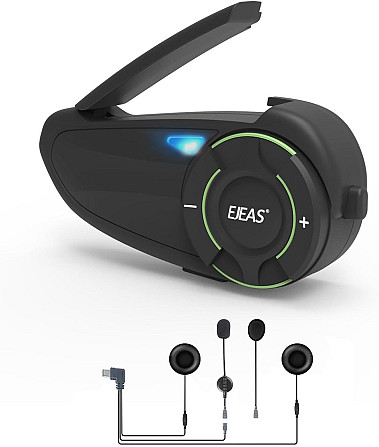 Bluetooth інтерком EJEAS Q8 з Mesh 3.0, CVC шумозаглушенням, FM, IP67, 1200 мАг акумулятор, мотогарн Київ - фото 1