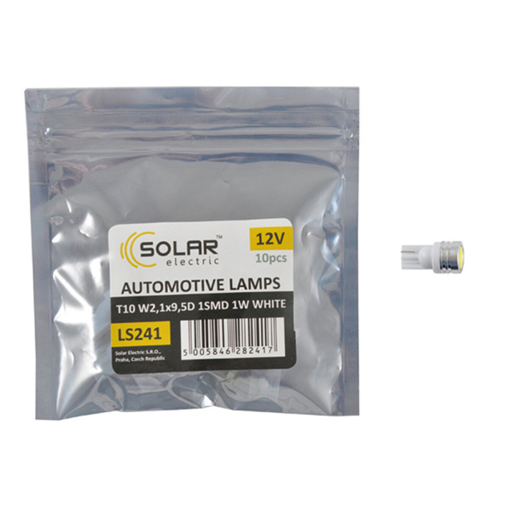 LED автолампа Solar 12V T10 W2.1x9.5d 1SMD 1W white 10шт Київ - фото 1