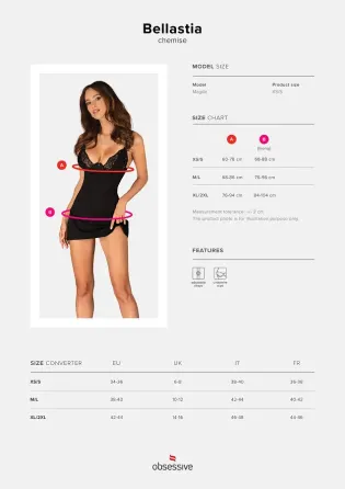 Сорочка Obsessive Bellastia chemise & thong XL/2XL Львов
