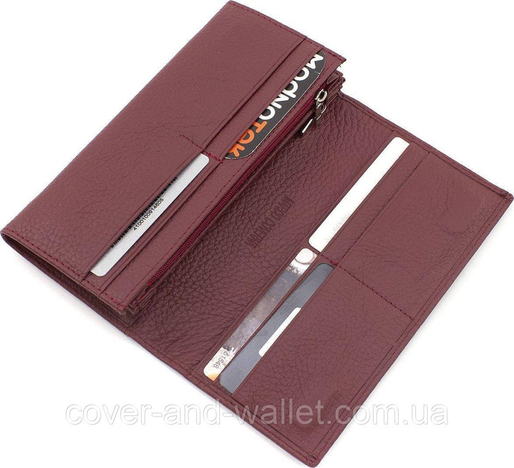 Классический кожаный женский кошелек красного цвета Marco Coverna MA 501-1 Бордовый Киев - изображение 2