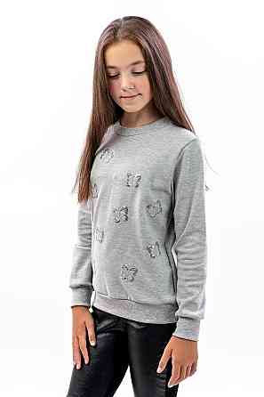 Джемпер для девочки, 100% х/б (цвет:серый, розовый) топ Крохатушка одяг Киев