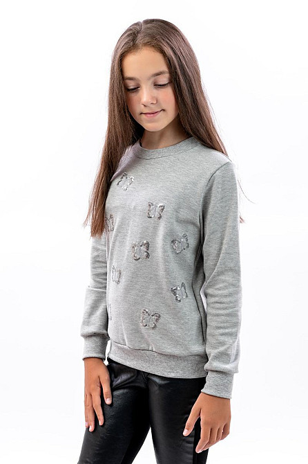 Джемпер для девочки, 100% х/б (цвет:серый, розовый) топ Крохатушка одяг Киев - изображение 2