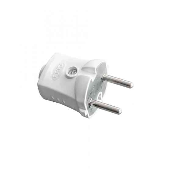 Вилка ERKA 1001 10 А без заземлюючого контакту пряма біла Київ