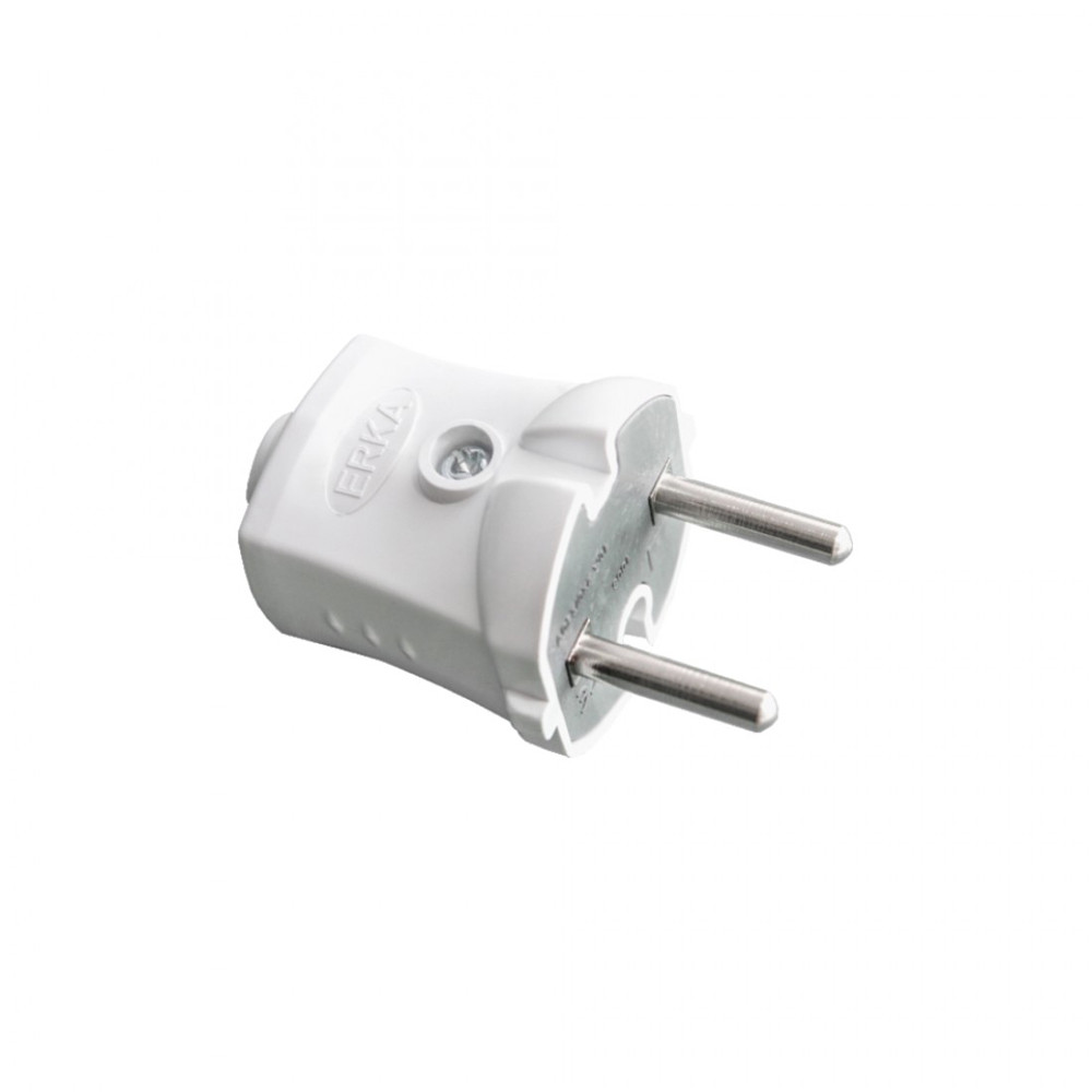 Вилка ERKA 1001 10 А без заземлюючого контакту пряма біла Київ - фото 1