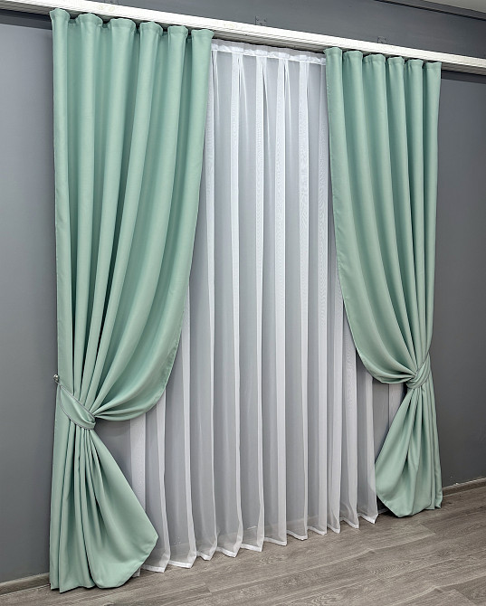 Комплект готових штор VR-Textil Bruno № 958ш Фісташковий 150х270 см 2 шт (30-757) Київ - фото 4