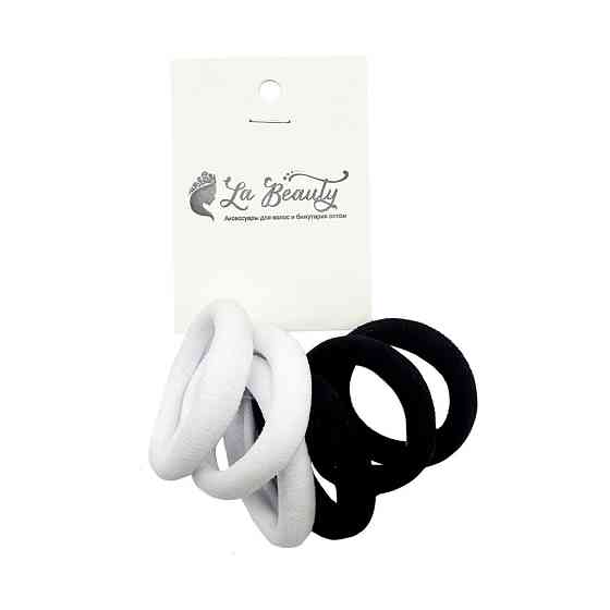 Набір резинок для волосся 0108-424, 6 штук, чорний та білий Вінниця
