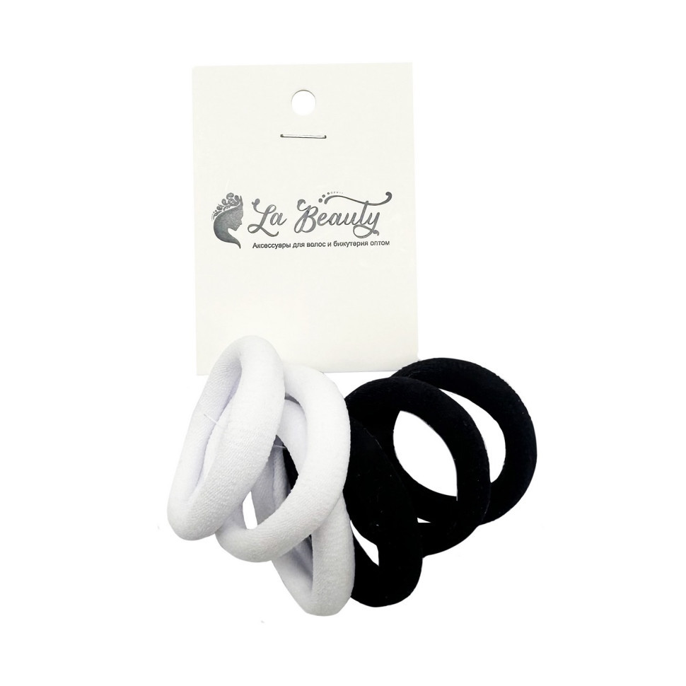 Набір резинок для волосся 0108-424, 6 штук, чорний та білий Вінниця - фото 1