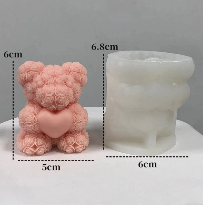 Молд для свечки из силикона Мишка 60 на 68 мм серый Киев - изображение 2