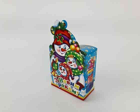 Бумажная коробка для новогодних подарков  (600грм) Семья снеговиков  №210с (1 шт) Харьков