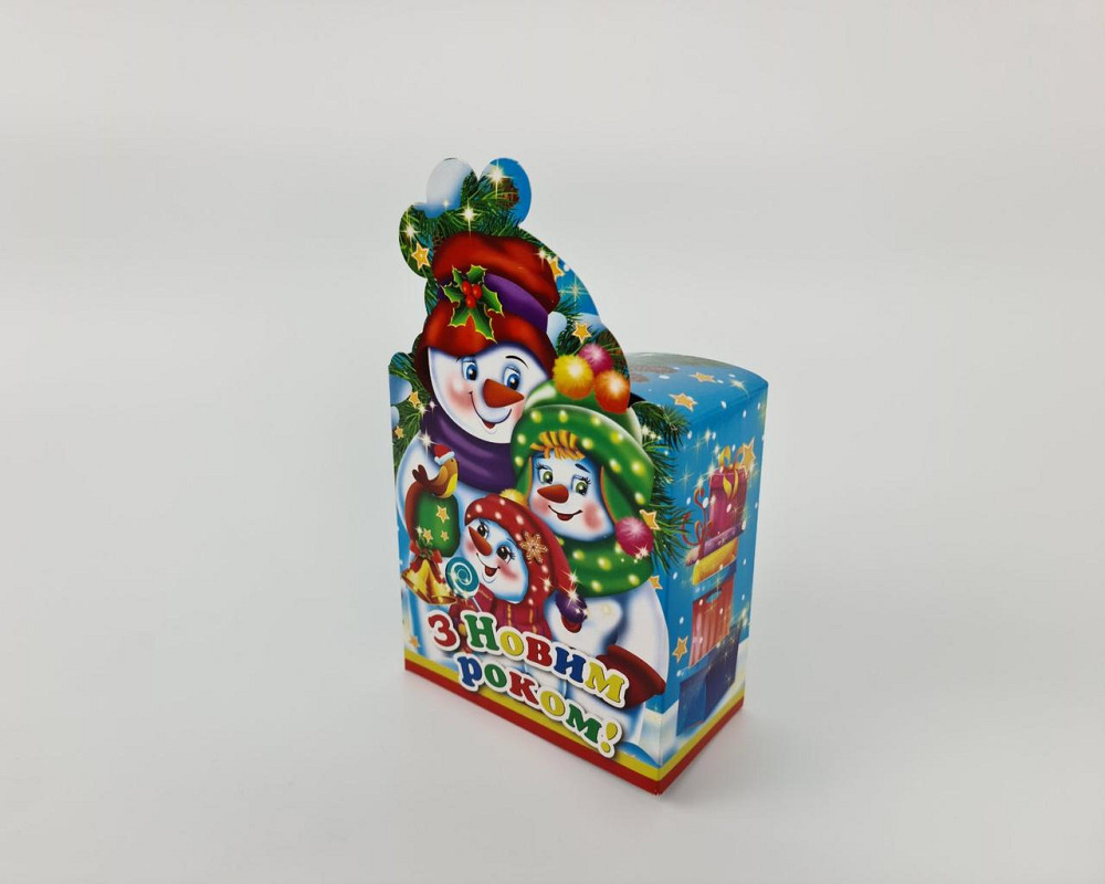 Бумажная коробка для новогодних подарков  (600грм) Семья снеговиков  №210с (1 шт) Харьков - изображение 3