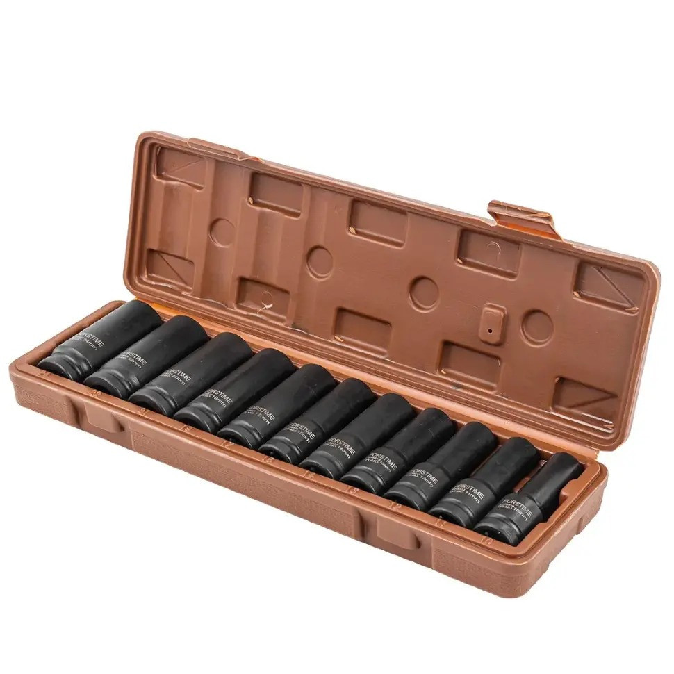 Набір ударних глибоких головок 11 предметів 1/2" (6-граней) (10-15,17,19, 21, 22,24) FORSTIME FT-4117-5MPB Одеса - фото 3