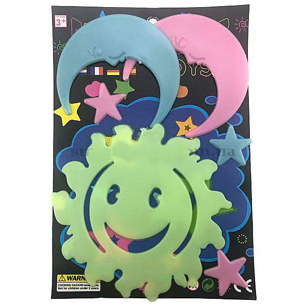 Наклейки фосфорні для декору Місяць Сонце та зірки Київ - фото 1