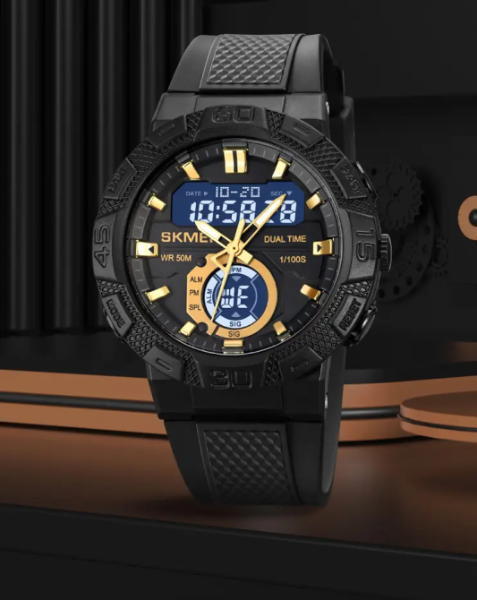 Мужские спортивные часы Skmei 1881 (Черные с золотистым и белым циферблатом) Винница - изображение 6
