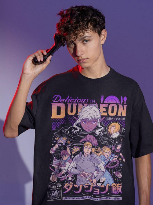 Футболка для хлопчика з аніме принтом Сенсхі Сенсхі Фоод Делікіоус оверсайз (зріст від 165 до 180) Чорний AnimeJ1142m Дніпро - фото 6