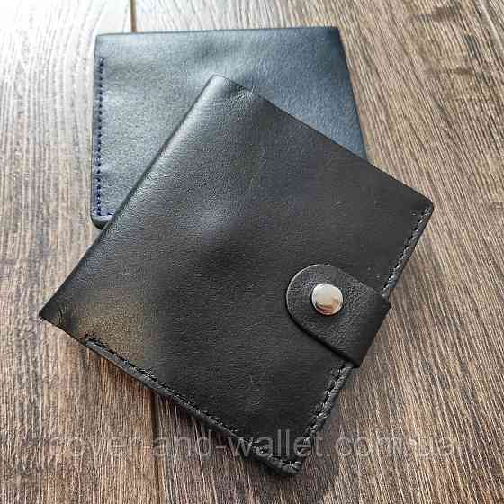 Черный тонкий кожаный мини кошелек ST Leather Киев