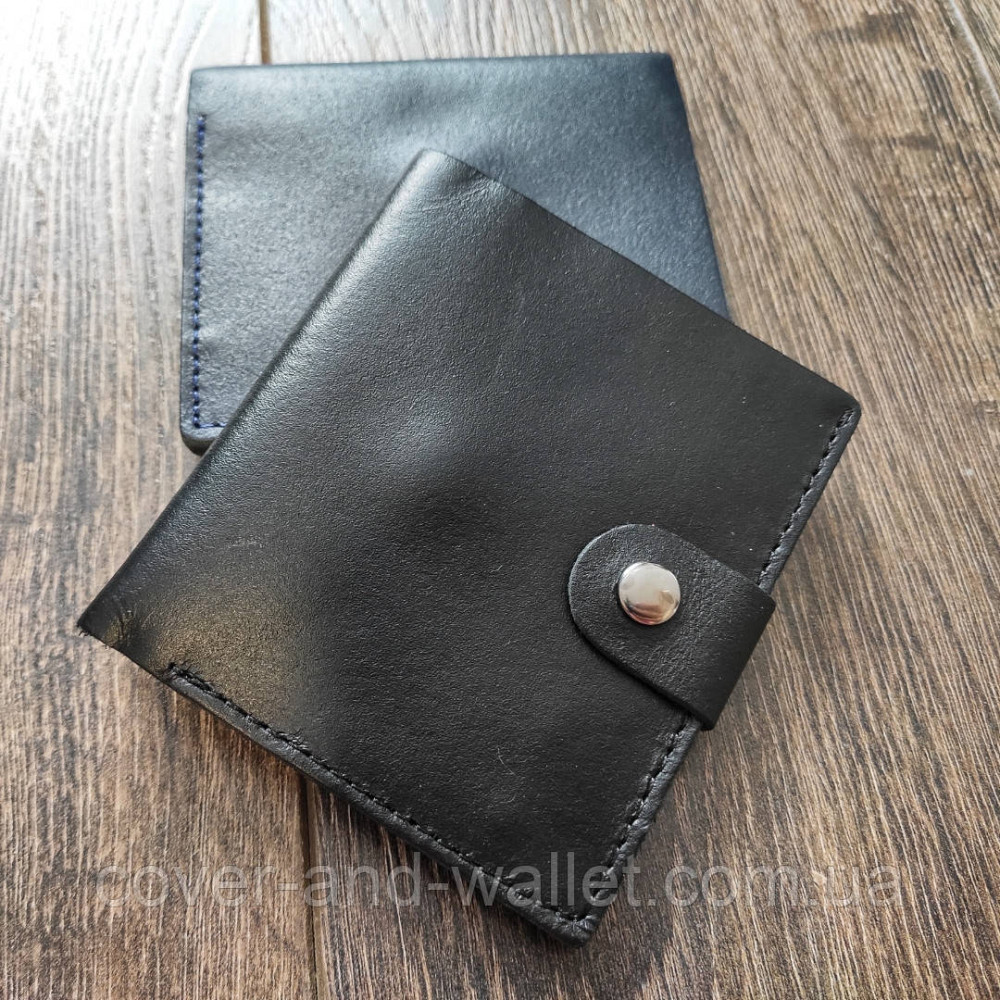Черный тонкий кожаный мини кошелек ST Leather Киев - изображение 3