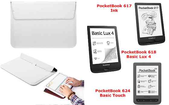 Чехол-конверт VitoCase для PocketBook 617, 618, 624, с функцией подставки для книги Белый Киев