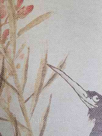 Шпалери вінілові Grandeco One roll one motif 1.59x2.8 панно птиці гілки квіти рожеві коричневі Київ