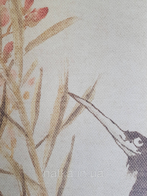 Шпалери вінілові Grandeco One roll one motif 1.59x2.8 панно птиці гілки квіти рожеві коричневі Київ - фото 3