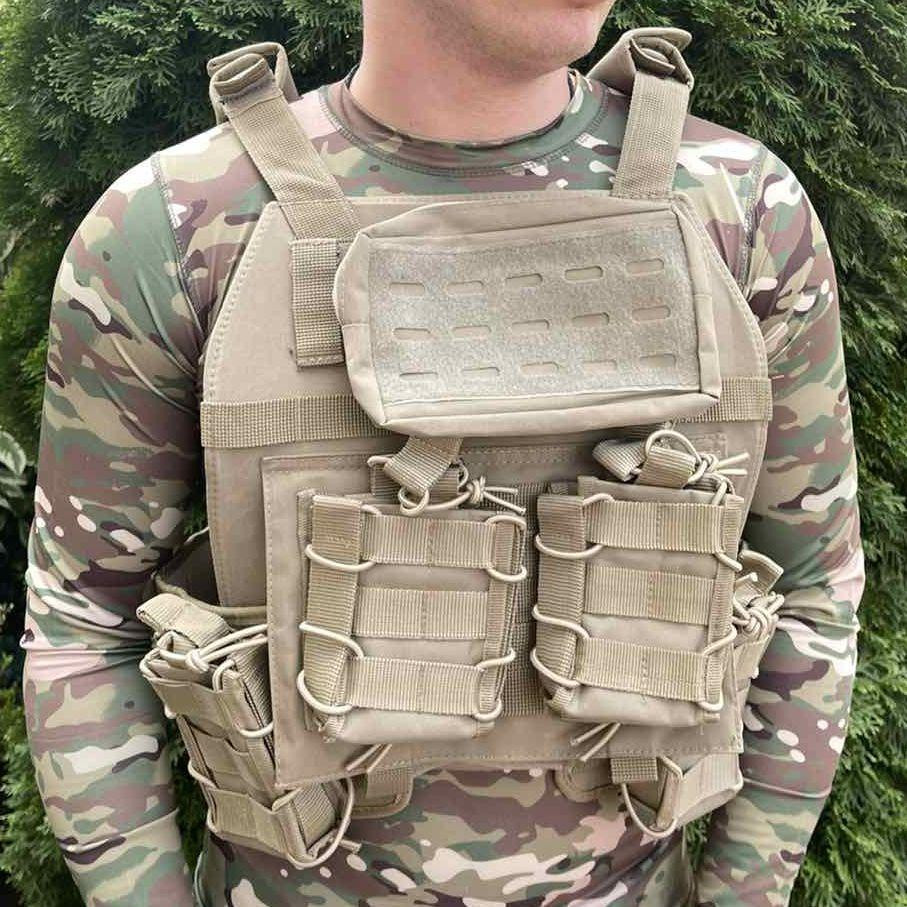 Плитоноска з підсумками Кордура 1000D + 4 кишені для магазинів (без плит) Койот Вінниця - фото 1