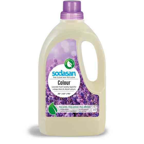 Органічний рідкий засіб Color Lavender для прання кольорових та чорних речей з пом'якшувачем води та кондиціонером SODASAN 1,5 л Вінниця