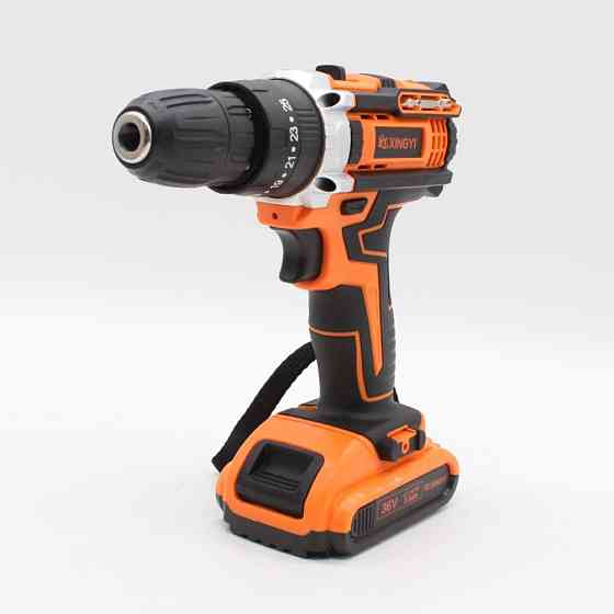 Шуруповерт акумуляторний з набором інструментів + 2 акумулятори 36В, Помаранчевий / Бездротовий шуруповерт-дриль Київ