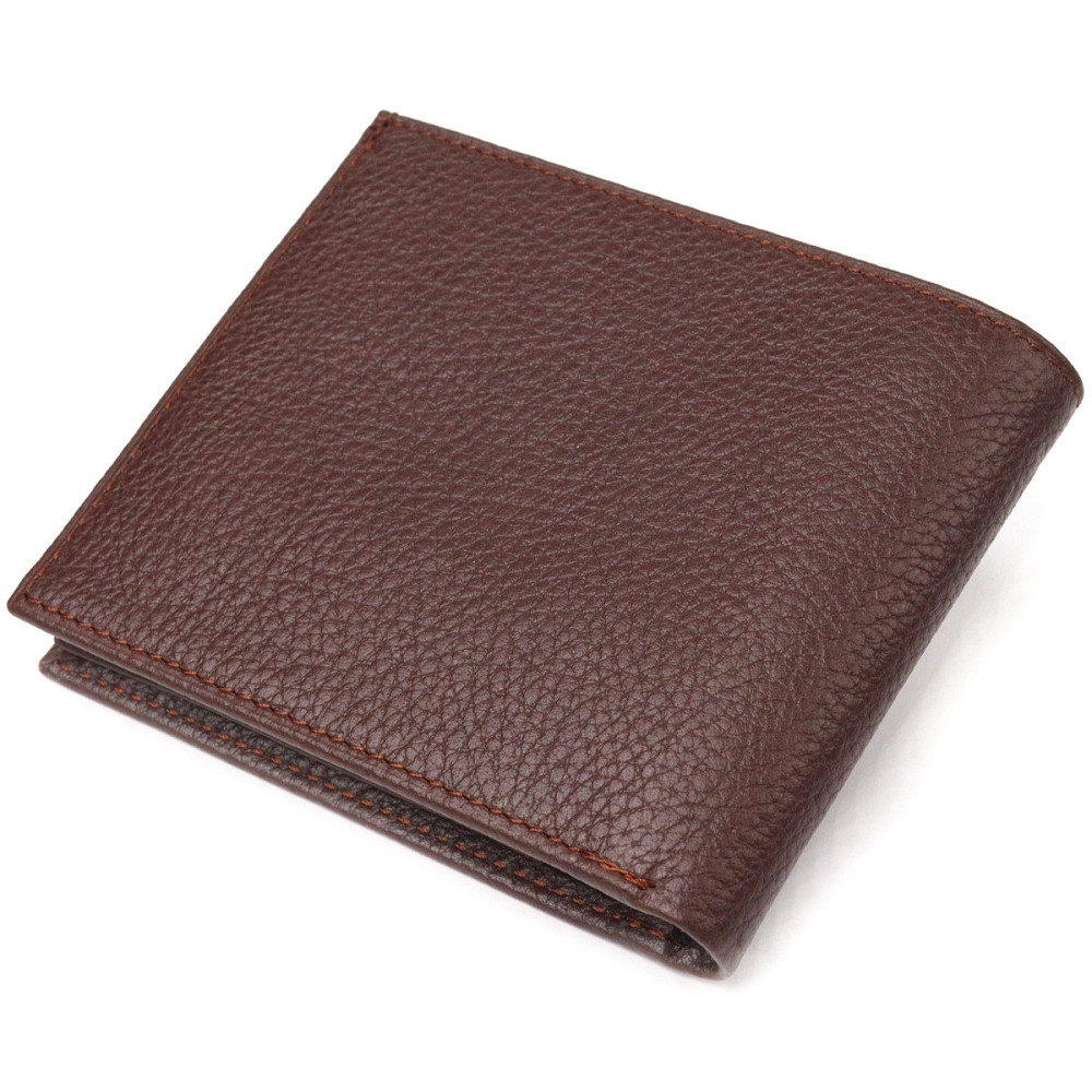 Практичный кошелек для мужчин в два сложения из натуральной кожи флотар Коричневый (CANPELLINI) Киев - изображение 6