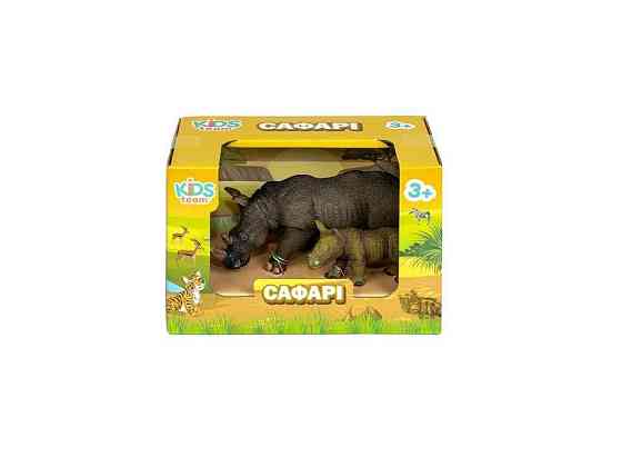 Фігурка тварини Сафарі Q9899-A24 Носоріг та носорожик ТМ KIDS TEAM ANIMALS Київ