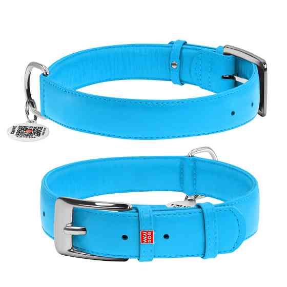 Нашийник для собак шкіряний WAUDOG Glamour з QR паспортом, без прикрас, XL, Ш 35 мм, Дов 46-60 Коломыя