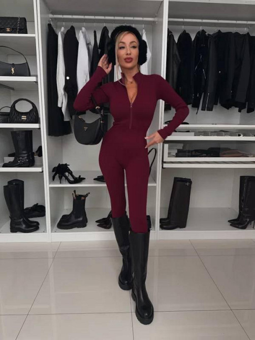 Жіночий теплий облягаючий комбінезон рубчик на флісі Одеса - фото 3