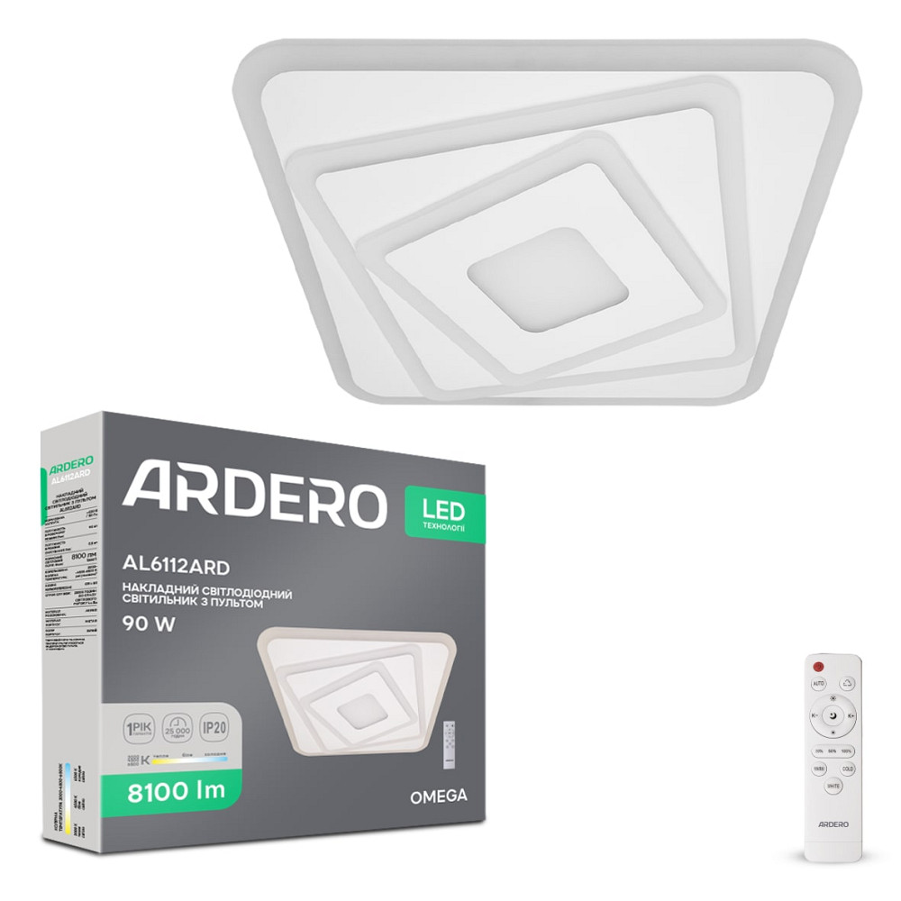 Світлодіодна накладна люстра Ardero AL6112ARD OMEGA 90Вт білий Харків - фото 1