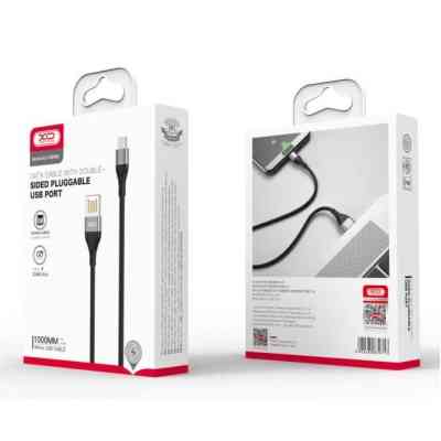 Дата кабель USB 2.0 AM to Micro 5P 1.0m 2.1A double-side black XO (NB188-M-1-BK) Винница