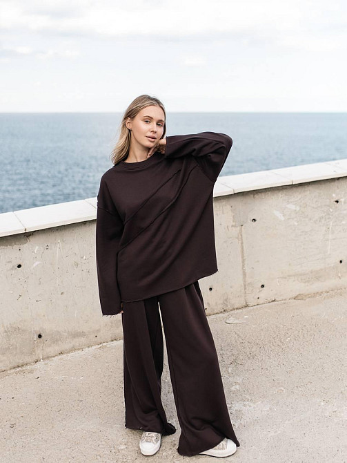 Женский стильный оверсайз костюм двойка: кофта и штаны турецкая трехнить петля пенье Одесса - изображение 7