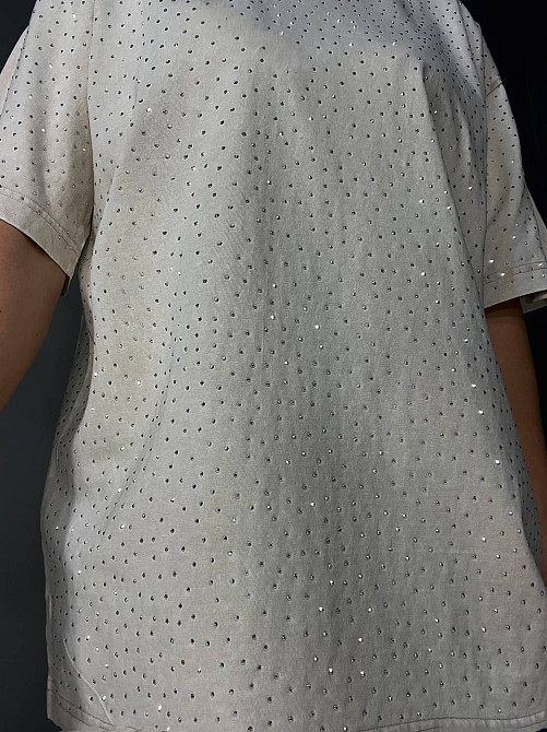 Футболка жіноча YUJIE YISHANG 8532 варена тай дай з камінцями оверсайз бежева, бежевий, one size Одеса - фото 9