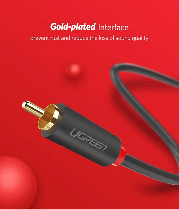 Аудіо кабель UGREEN AV104 2RCA Male to 2RCA Male Cable 2m (Black)(UGR-10518) UGR-10518 Одеса - фото 8