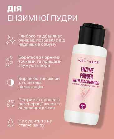 Ензимна пудра з ніацинамідом для обличчя і тіла Reclaire cosmetics 40 г Київ