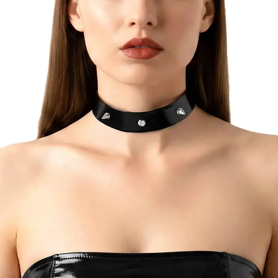 Лакований чокер з шипами Art of Sex - Mistress, колір чорний, розмір M Львов - изображение 1