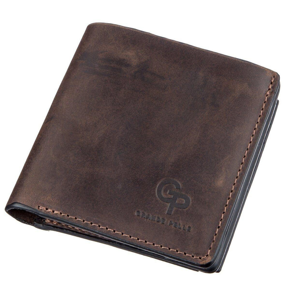 Стильне портмоне унісекс з накладної монетницьою Коричнева (GRANDE PELLE) Київ - фото 5