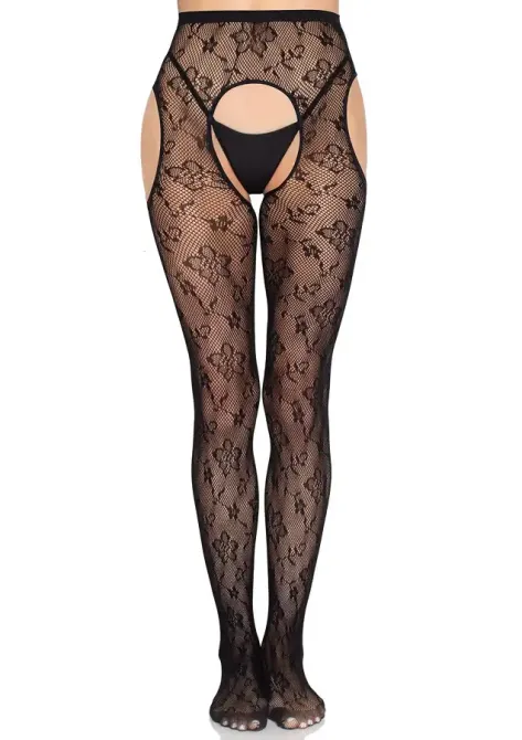 Колготки Leg Avenue Bloom Net Suspender Tights One Size Black Львов - изображение 4