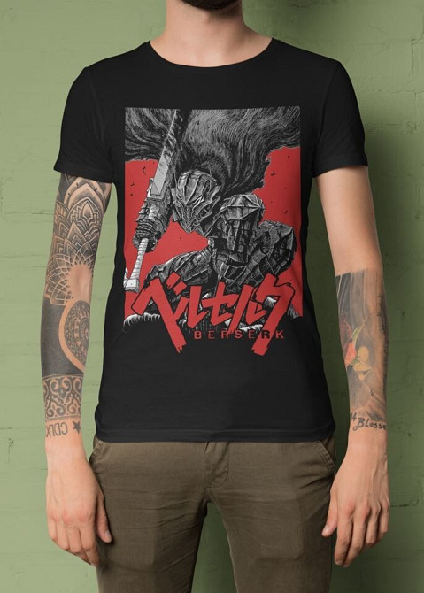 Футболка з аніме принтом Берсерк Гутс Аніме Манга оверсайз (S/M/L) Чорний AnimeJ1027 Дніпро - фото 2