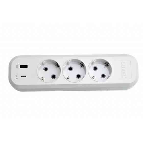 Колодка с заземлением 3 розетки LUXEL Benefice +USB+Type C Харьков