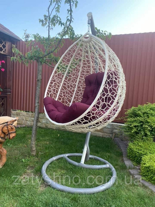 Крісло кокон із металу підвісний з накидкою Київ - фото 4