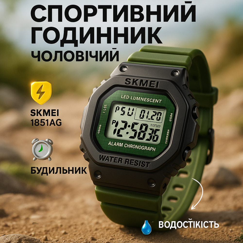 Водонепроникний наручний електронний годинник для чоловіка, Армійський годинник мілітарі CZ-11 Львів - фото 17