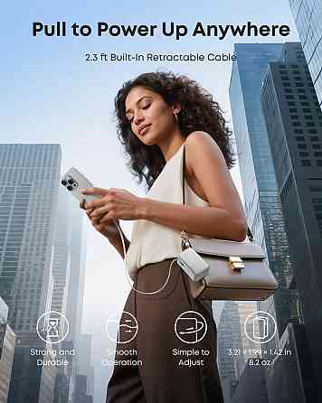 Портативний зарядний пристрій Anker Nano - 10000 mAh 45W Built-In USB-C Cable White (7198078) Київ