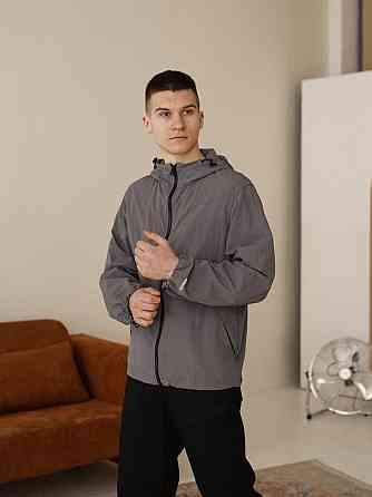 Чоловіча куртка вітрівка темно-сіра Pobedov Neon. Вітрівка для чоловіків легка весняна Київ