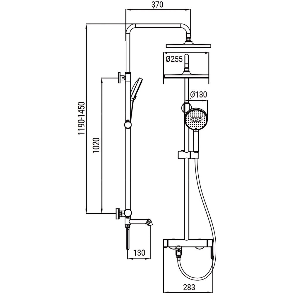 Душова колонна Koer KB-56029-01 зі смесителем та 3 функціями, хром Харків - фото 4