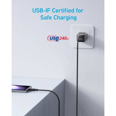 Дата кабель USB-C to USB-C 0.9m 240W nylon 310 black Anker (A81D5H11) Вінниця - фото 6