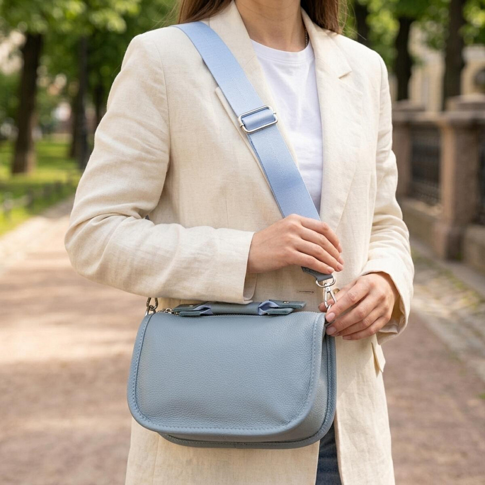 Полукруглая сумка для женщин из натуральной кожи Vintage 22908 Серо-голубой Киев - изображение 12