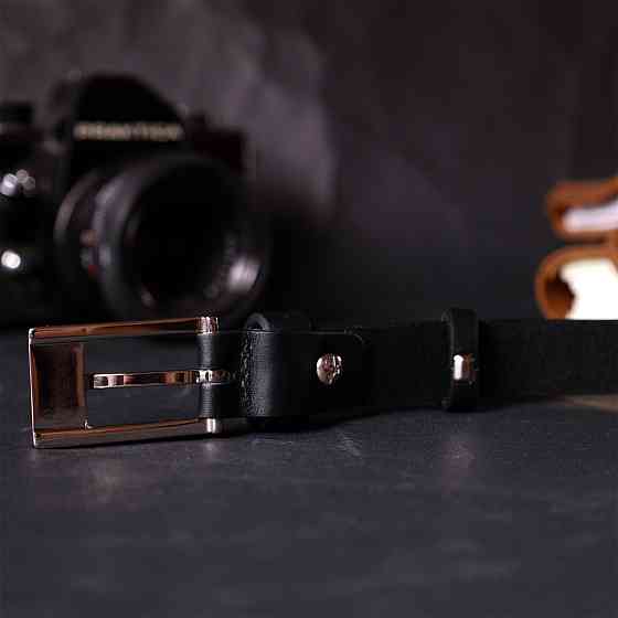 Тонкий женский ремень из натуральной кожи GRANDE PELLE 11673 Черный Киев