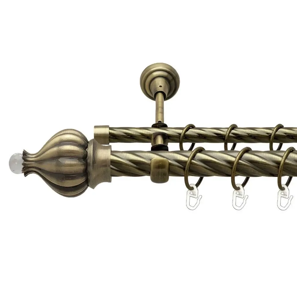 Карниз Orvit Таджа-Кристал металевий дворядний відкритий скручена труба кільце металеве Антик 25\16 мм 300 см Львов - изображение 1